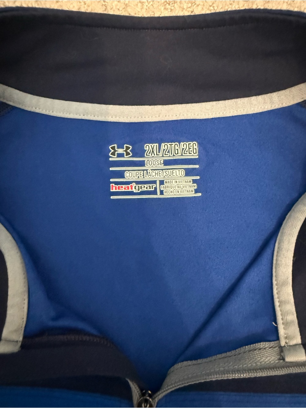 Under Armour Royal Blue and Navy Zip-Front Athletic Top - Picture 2 of 2